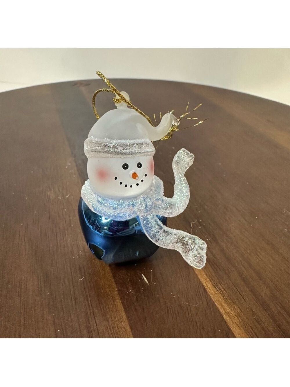 Jingle Buddies Silver Birthstone Snowman Jingle Bell Ornament | Glitter Scarf